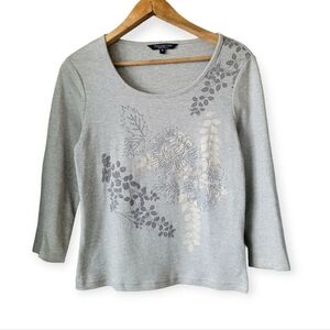 Collection Debenhams Embellished Rose Long Sleeved T-shirt in grey 10